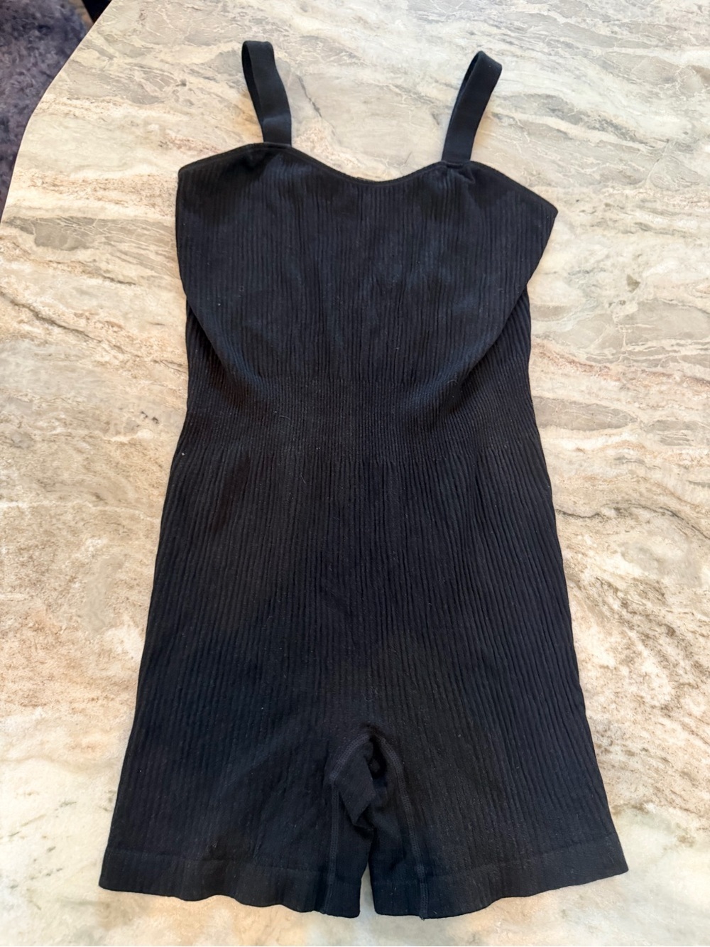 Coco + Shay Black Ribbed Shapewear Romper Seamless Smoothing Bodysuit Small